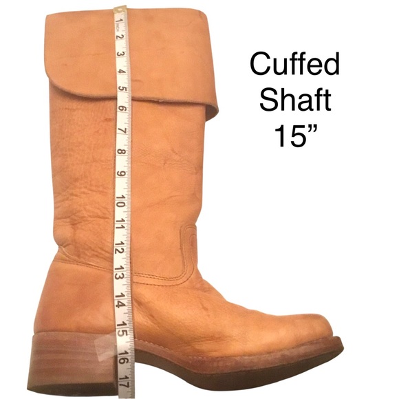 FRYE Campus Knee High OTK 80’s Tall Fold Down Cuff Leather Saddle Boots Size 10 - Picture 8 of 16
